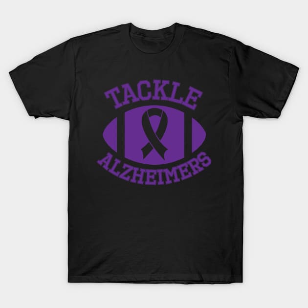 Tackle Alzheimers Purple Ribbon Football Fan Awareness Month T-Shirt by Shirtsurf